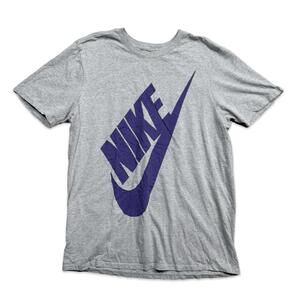 Nike Y2K purple and grey logo tee